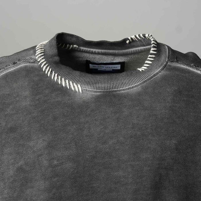 【残り一点】Heavy-Weight Sweat Embroidery Damage Over-Dye Crew Neck Pullover