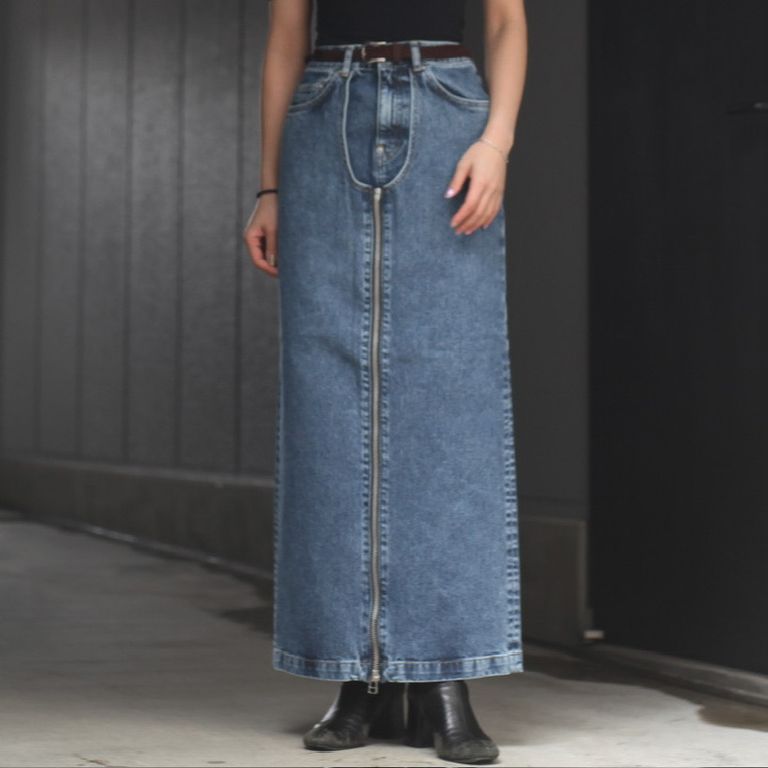 JOHNLAWRENCESULLIVAN - 【残り一点】Washed Denim Zipped Long Skirt 