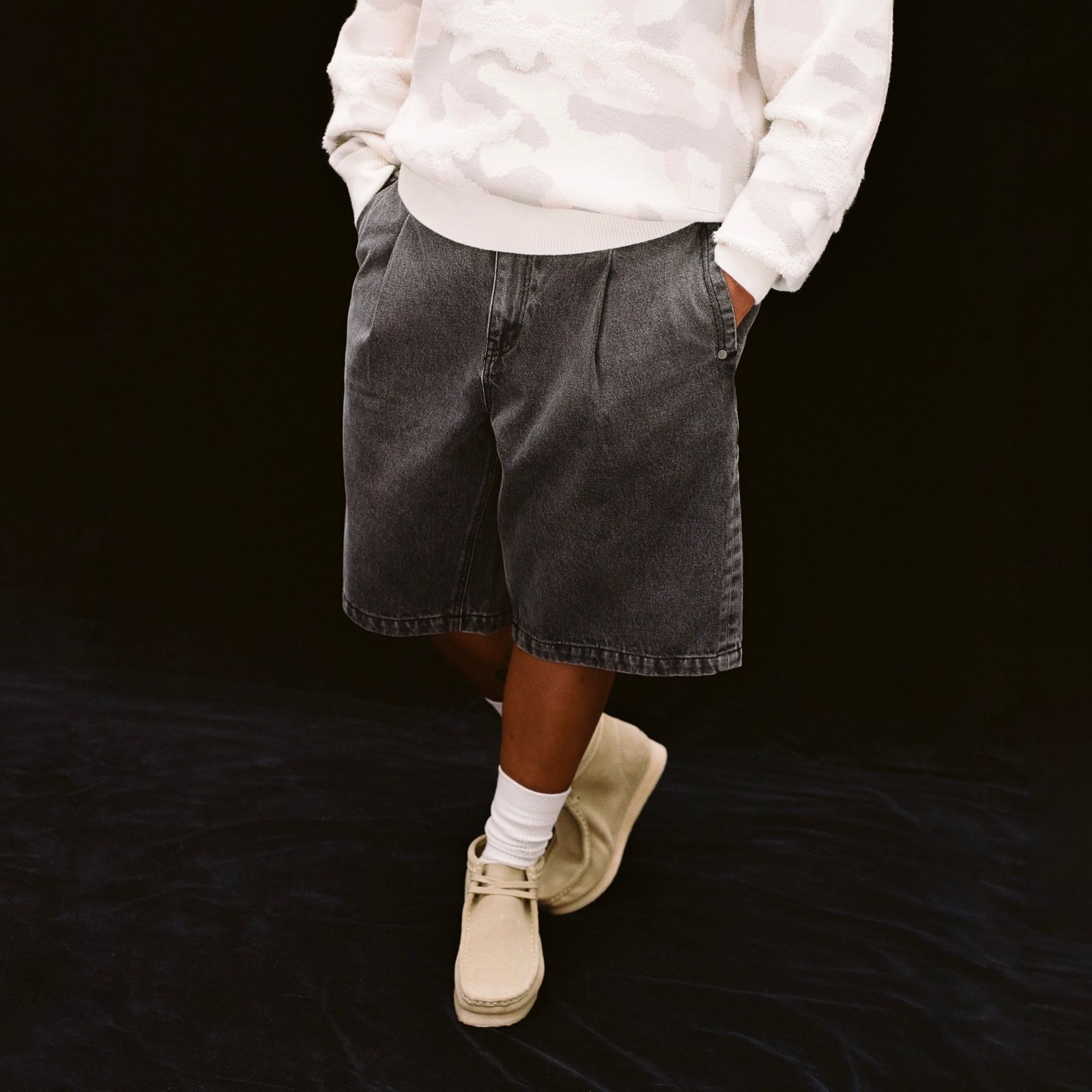 【残りわずか】Pleated Denim Shorts