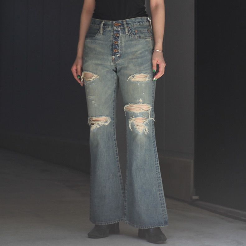 【残り一点】Damaged Modern Denim Pants Flared Cut