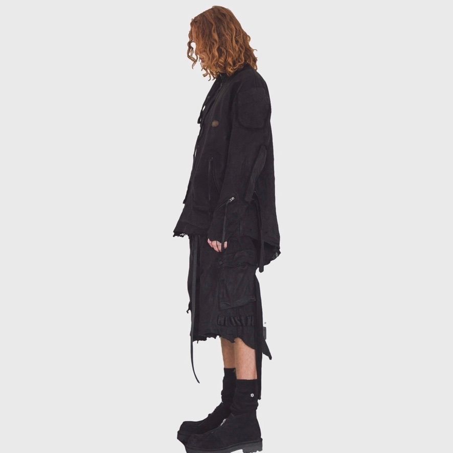 【残り一点】Rustic Edged HBT Short(VEGETABLE TANNING PIG LEATHER)