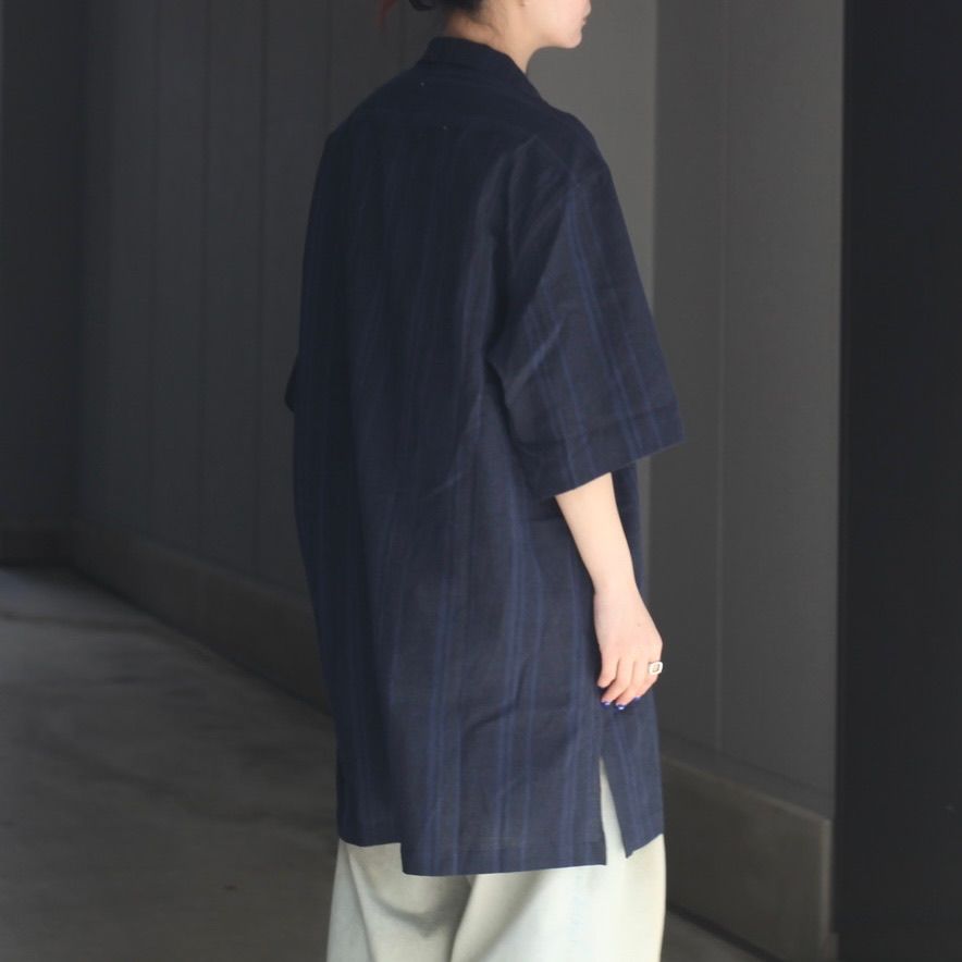 【残り一点】ポケットオープンカラーシャツ(LINEN/COTTON)