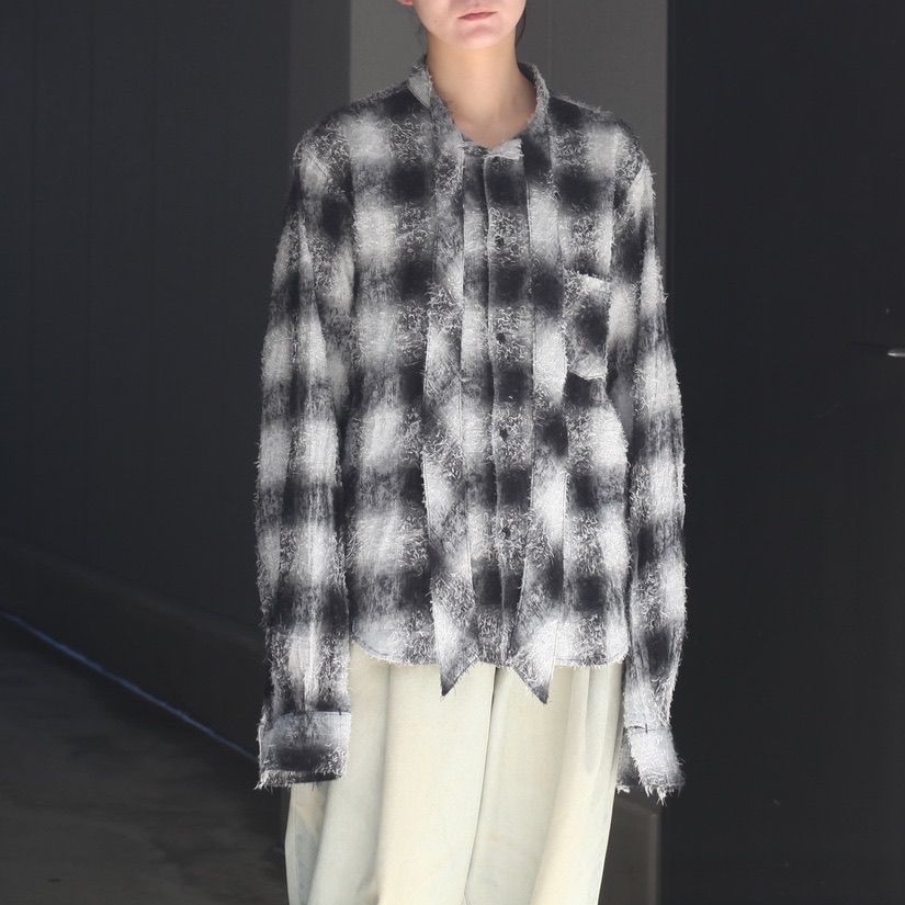 【残り一点】Shaggy Ombre Ribbon Shirt(DRUNK)