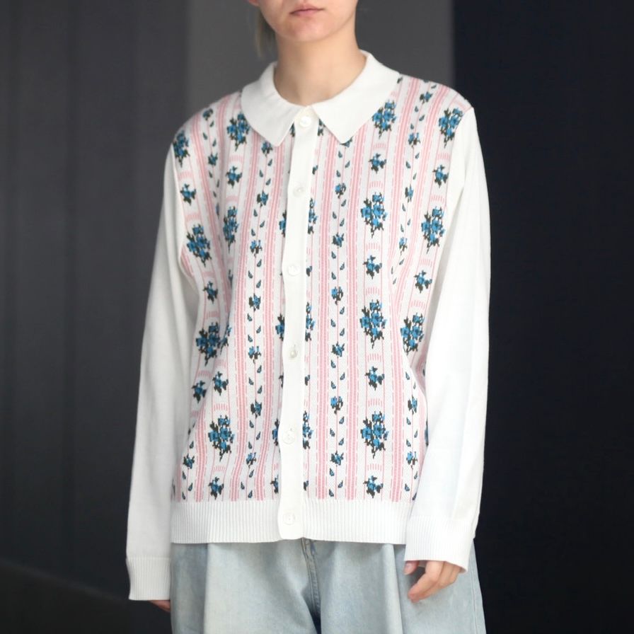 日本製・綿100% 22SS ティー Flower Jacquard knit cardigan - 通販 ...