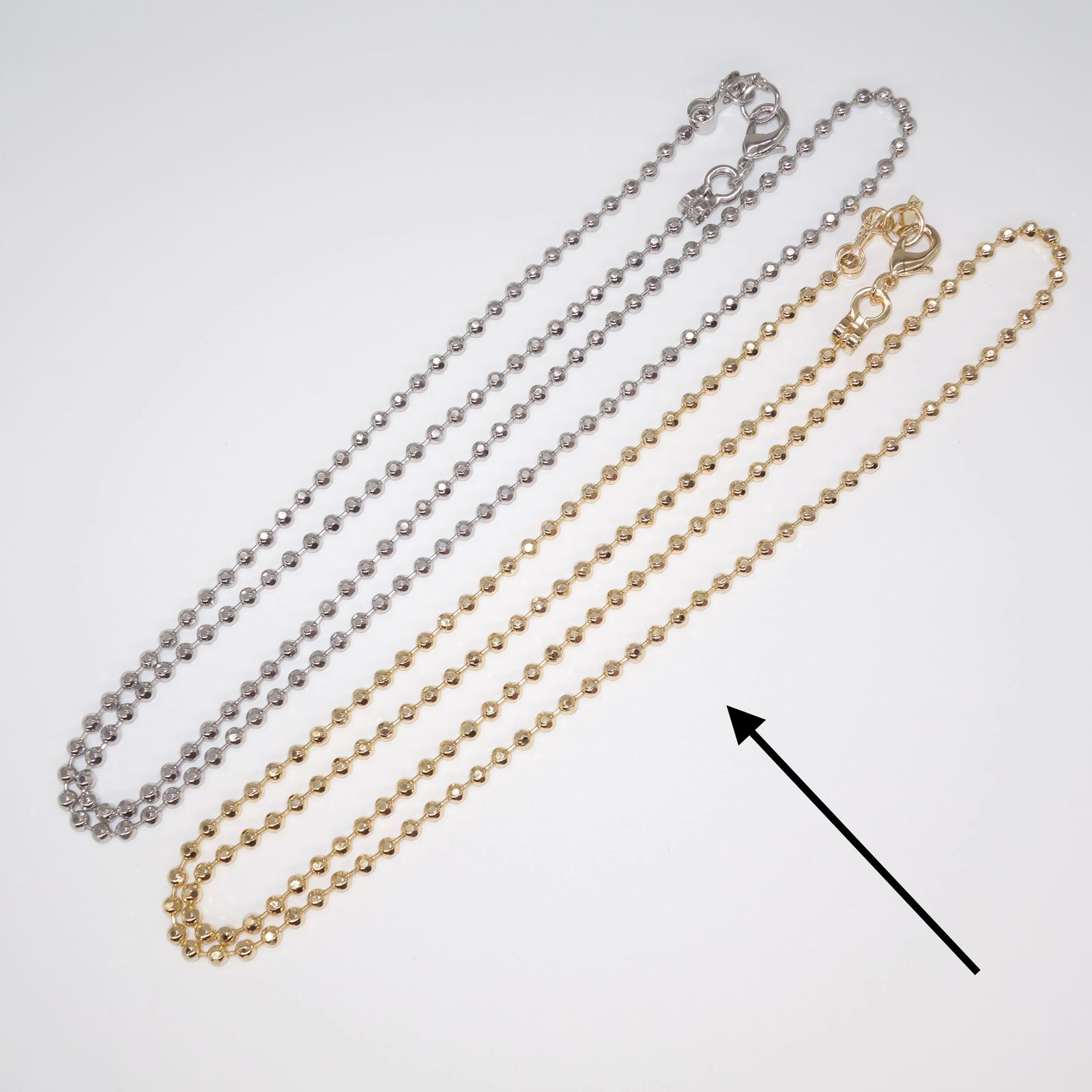 【残りわずか】Cutting Ball Long Necklace & Bracelet(GOLD)