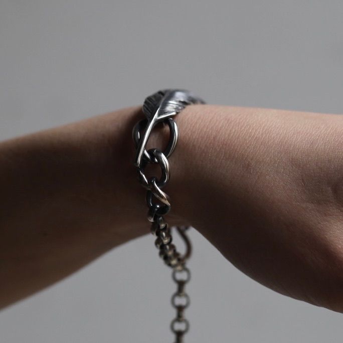 【残り一点】Feather Chain Link Bracelet(SILVER)