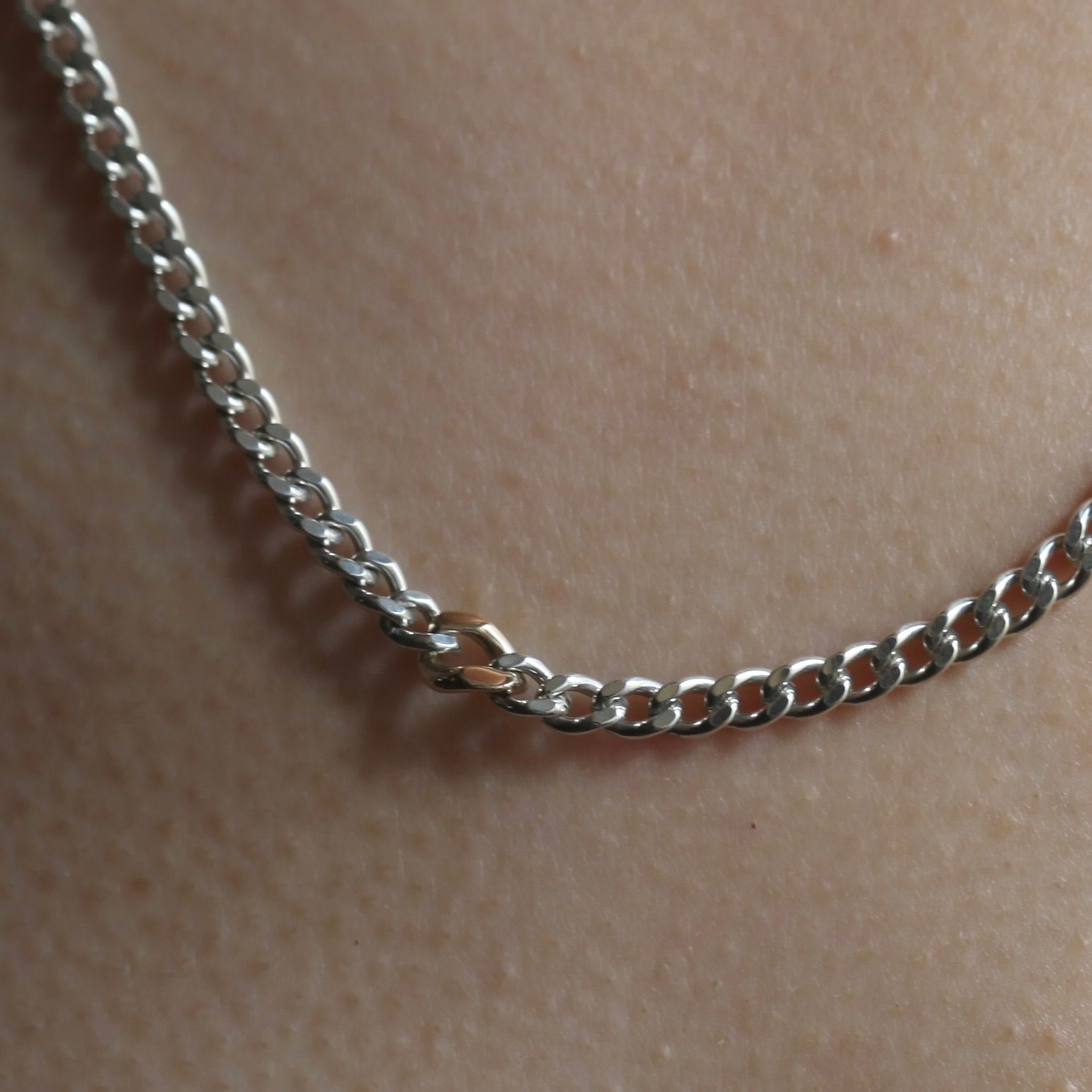 【残り一点】Curb Chain Necklace(WHITE×GOLD)
