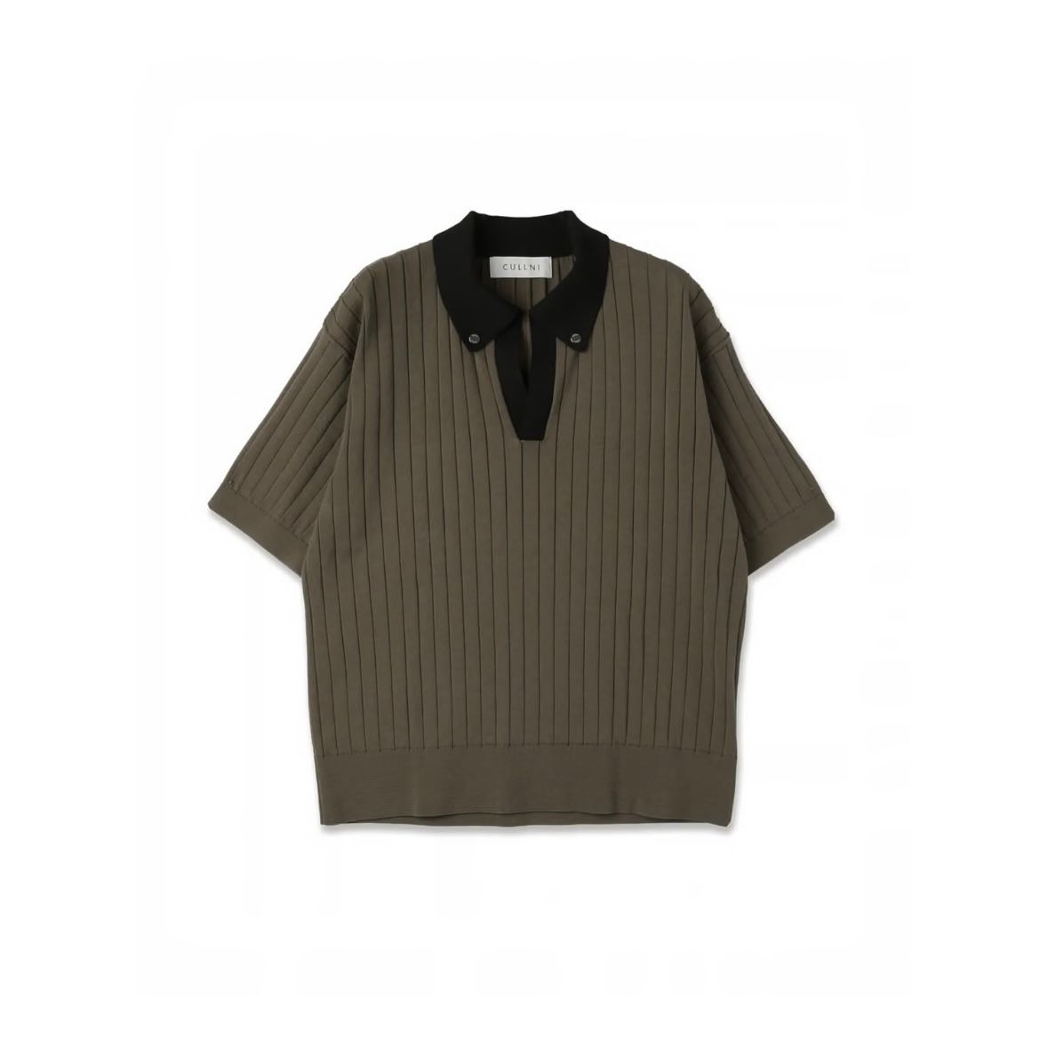 【残り一点】Wide Rib Skipper Collar Short Sleeve Knit