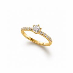 【お取り寄せ注文可能】Quon Round Ring W / Half Dia(K18 YELLOW GOLD)