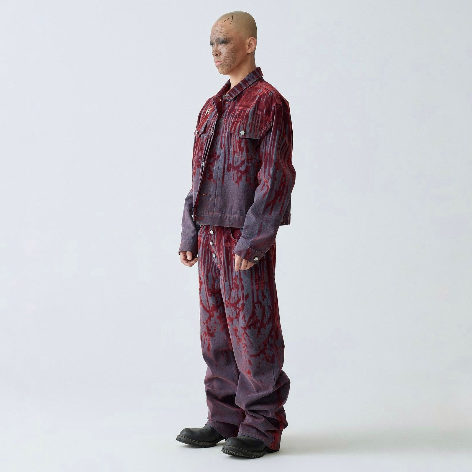 デニムジャケット THUG CLUB Blood Lazered Denim Jacket 5JH542 THUG CLUB - Blood Lazered Denim Jacket | HBX - Globally