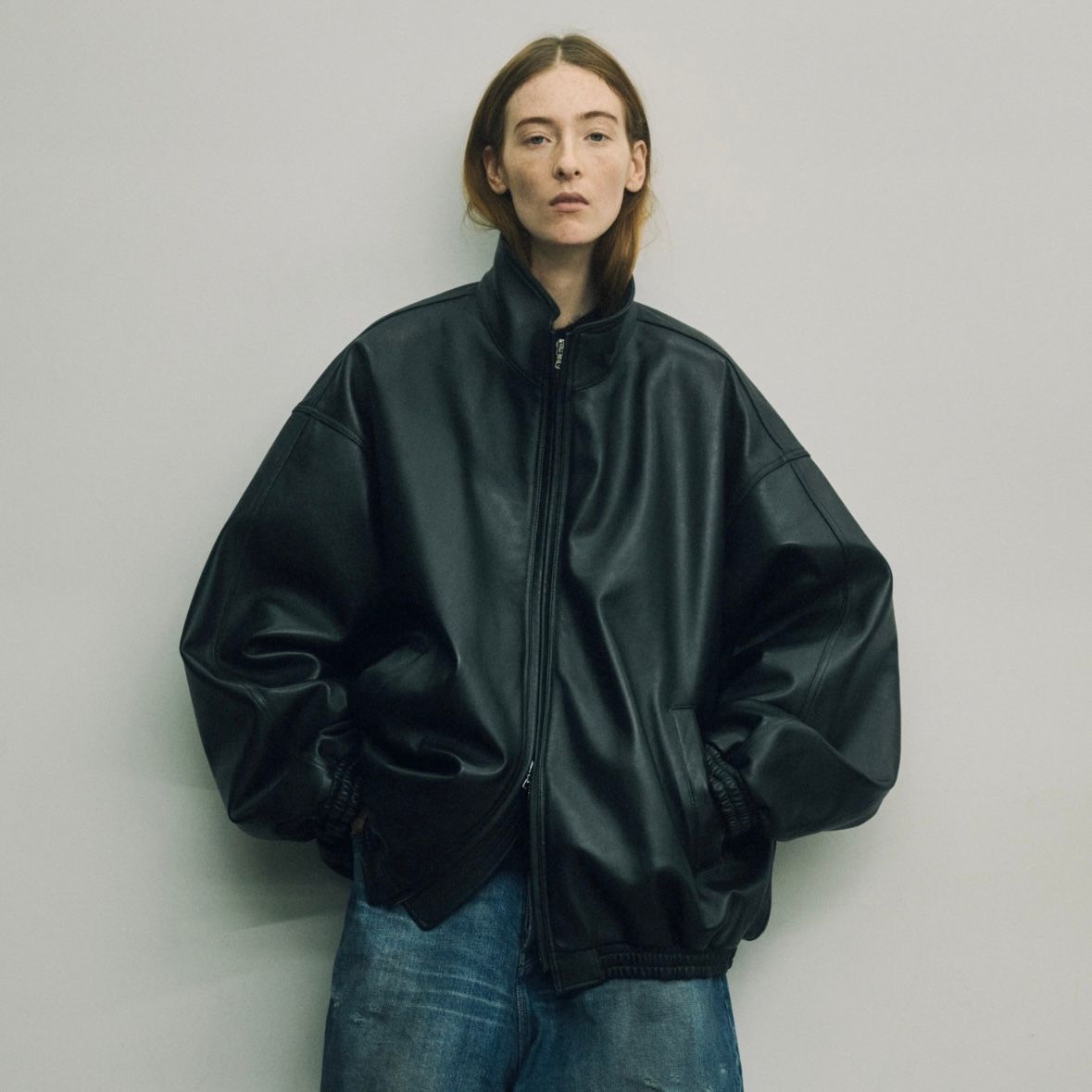 【残りわずか】Sheep Leather Stand Collar Jacket