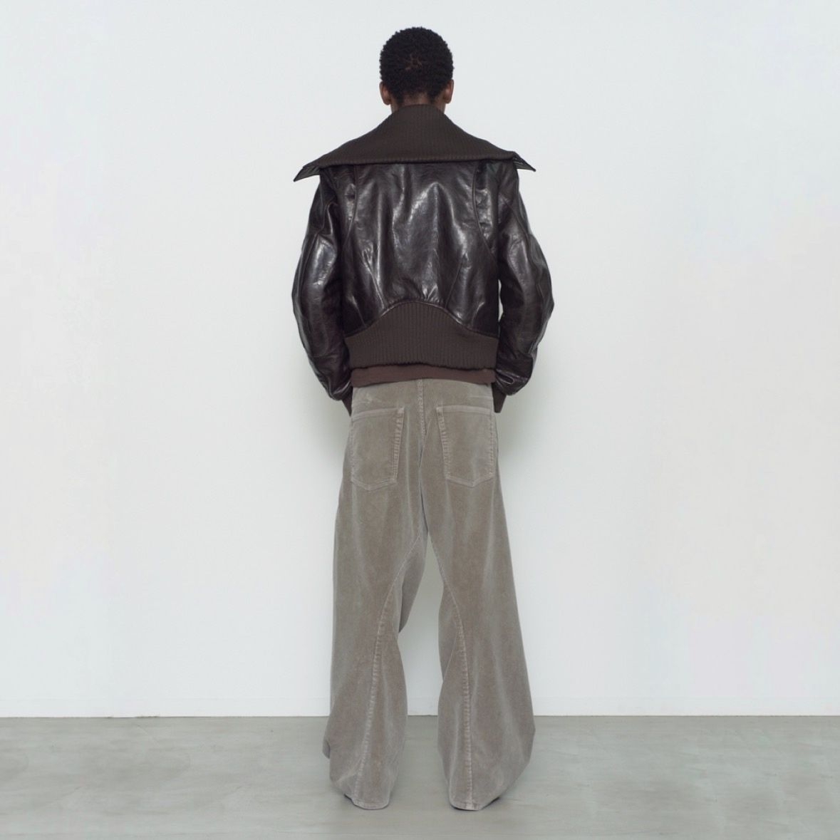 【残り一点】Leather Padded High Neck Bomber Jacket