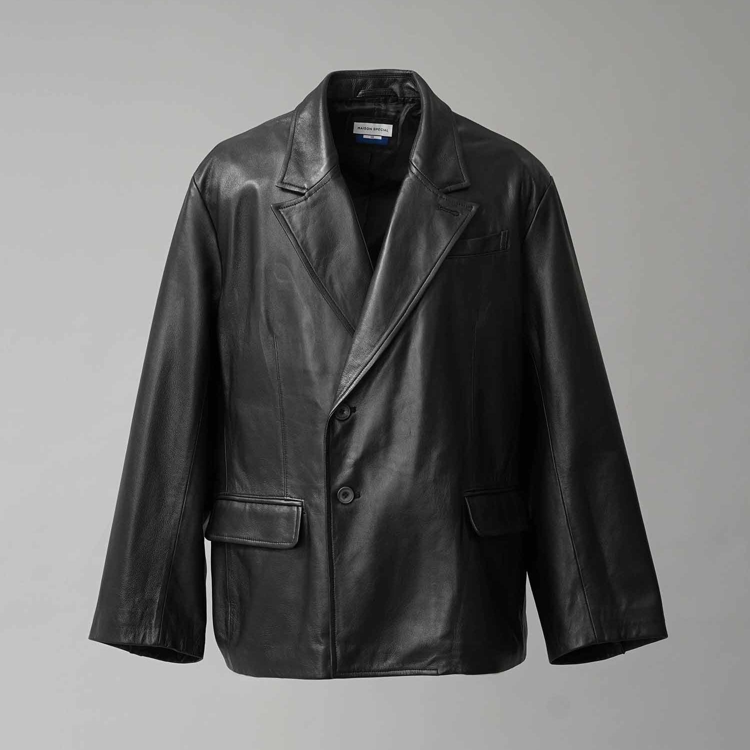 【残り一点】Sheep Leather Peaked Lapel Semi-Double Tailored Jacket