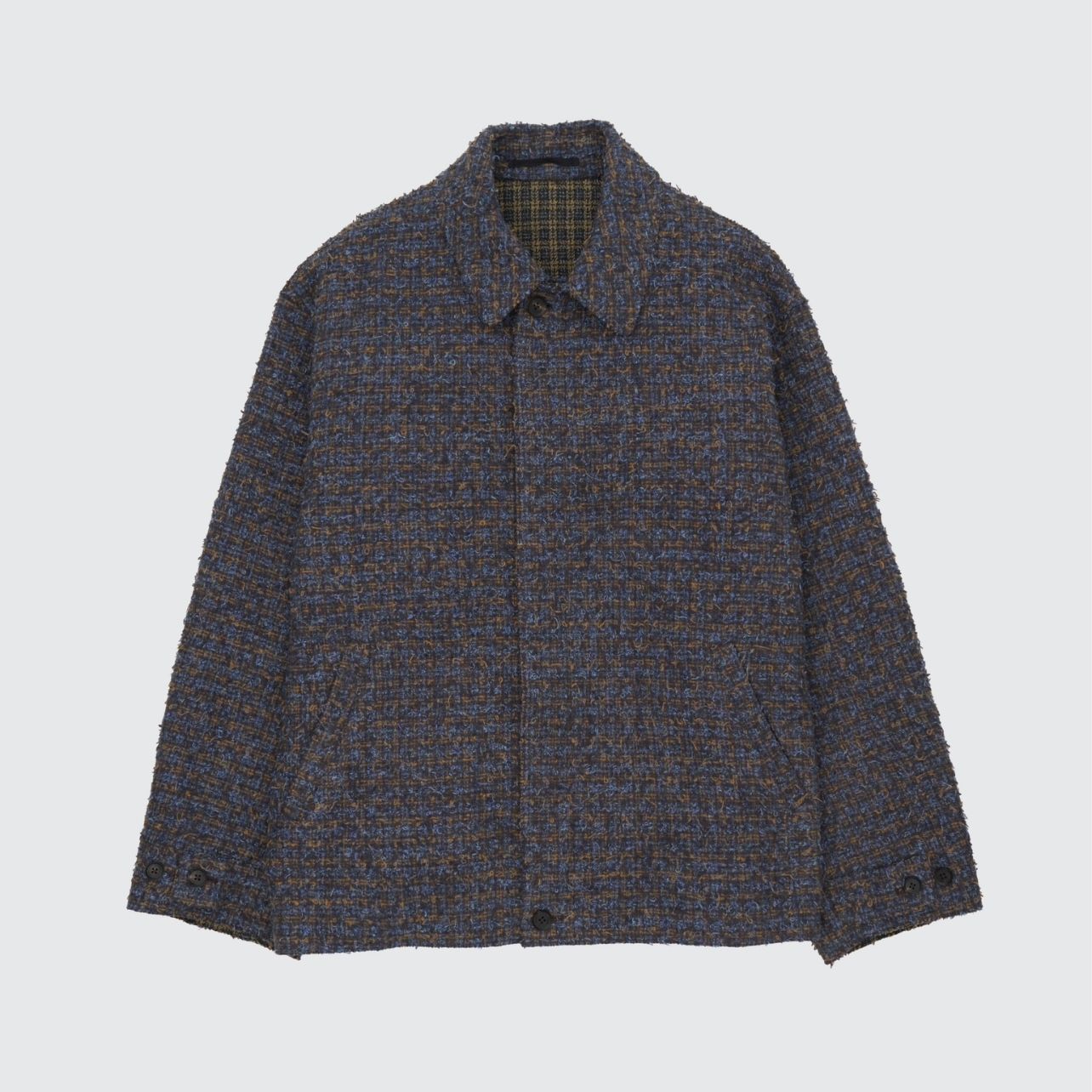 【残り一点】Needlepunched Cotton Plaid Drizzler Jacket