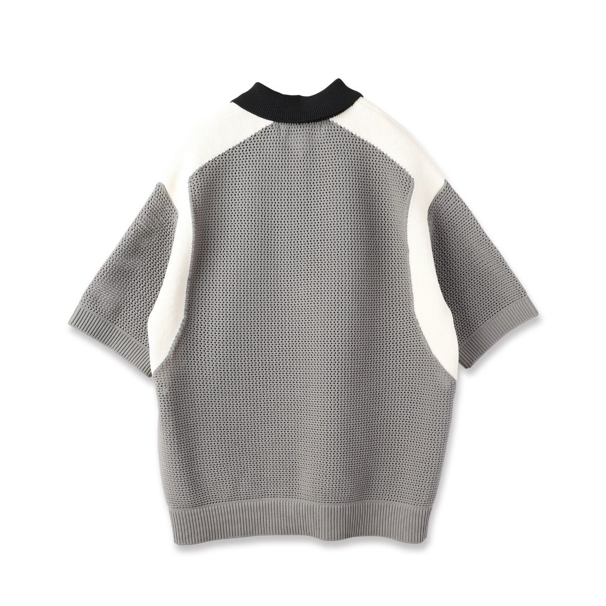 CULLNI - 【残り一点】Bi Color Mesh Knit Zip Up Polo Shirt
