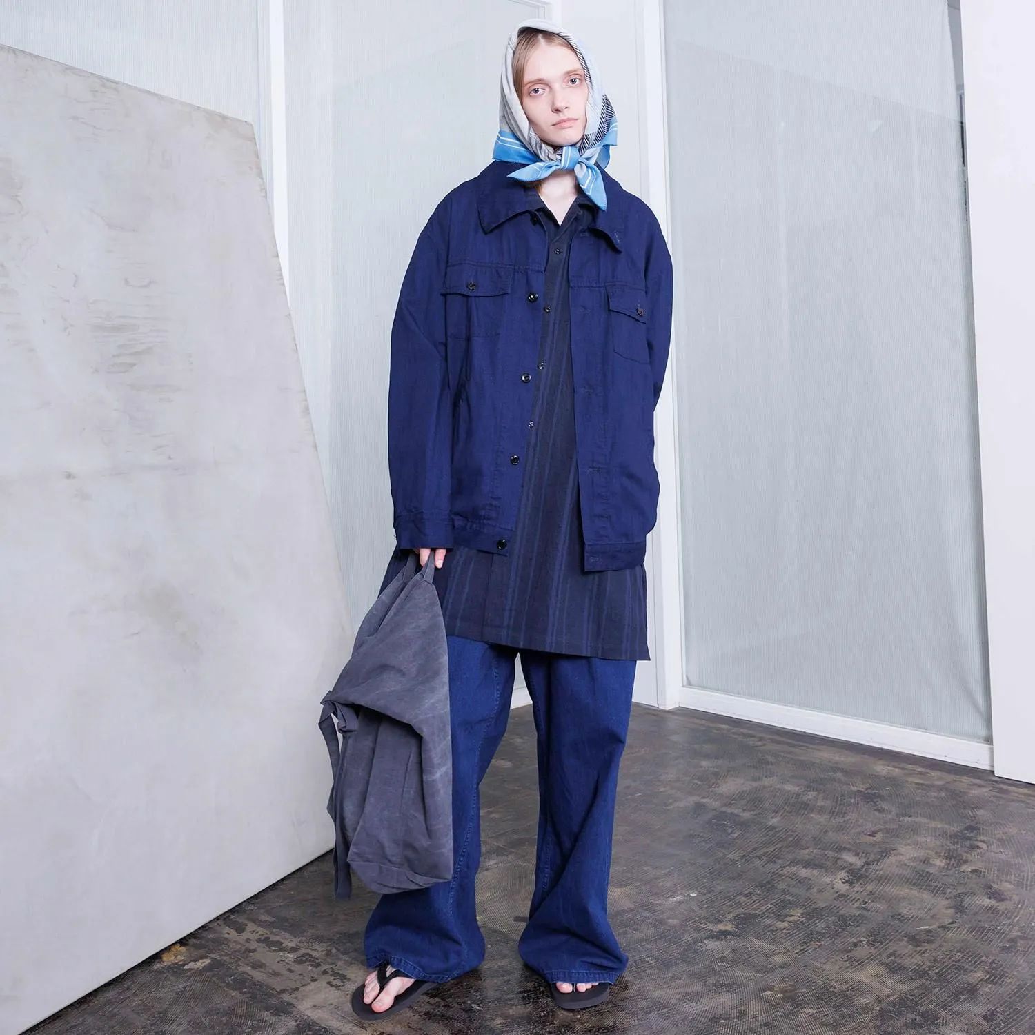 【残り一点】ポケットオープンカラーシャツ(LINEN/COTTON)