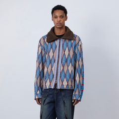 【残り一点】Argyle&Stripe Half Zip-up Cardigan
