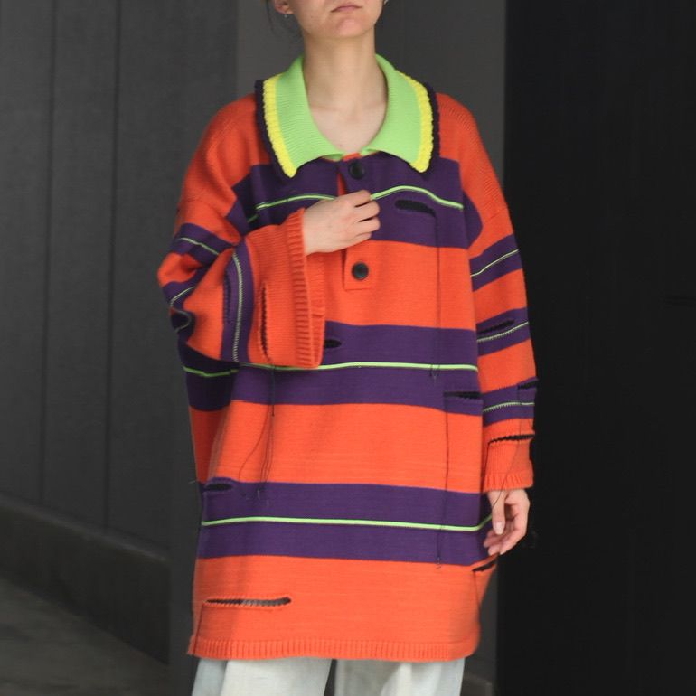 KIDILL - 【残り一点】Oversized Border Polo Knit(Collaboration with ...