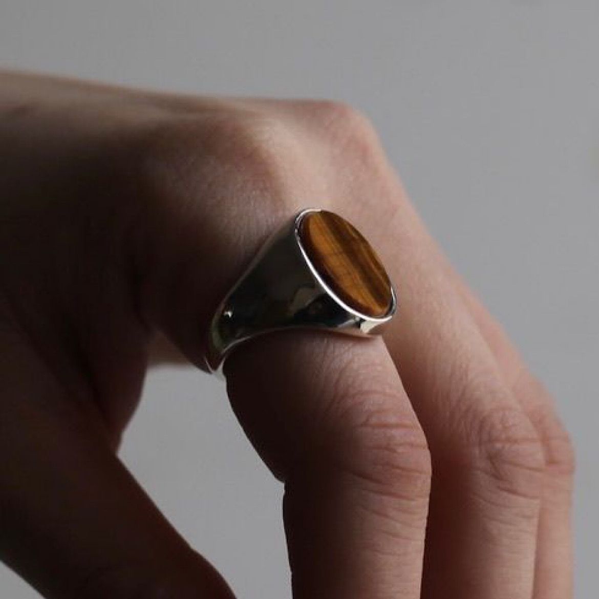 【残り一点】Signet Oval Ring XL(TIGER EYE)