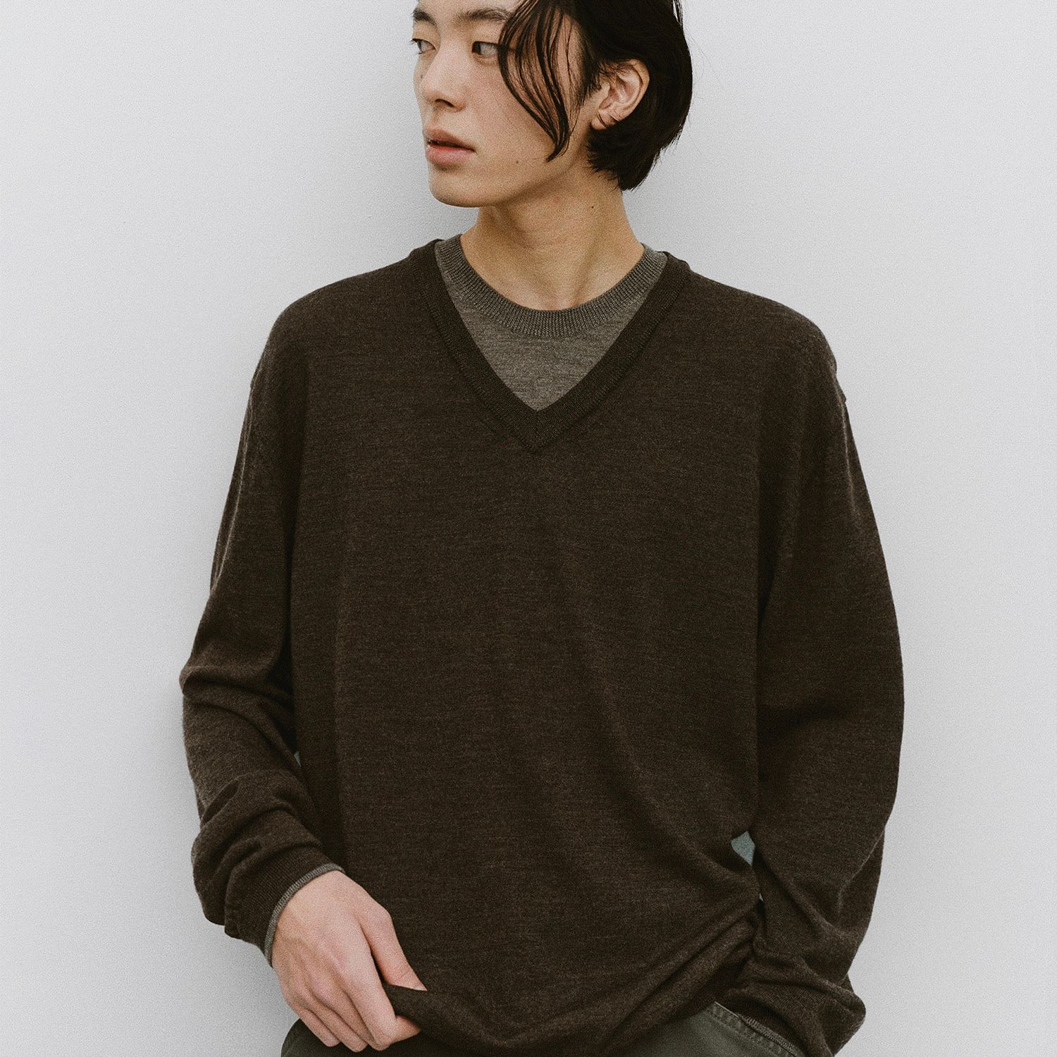 【残り一点】Current Layered V-Neck Knit