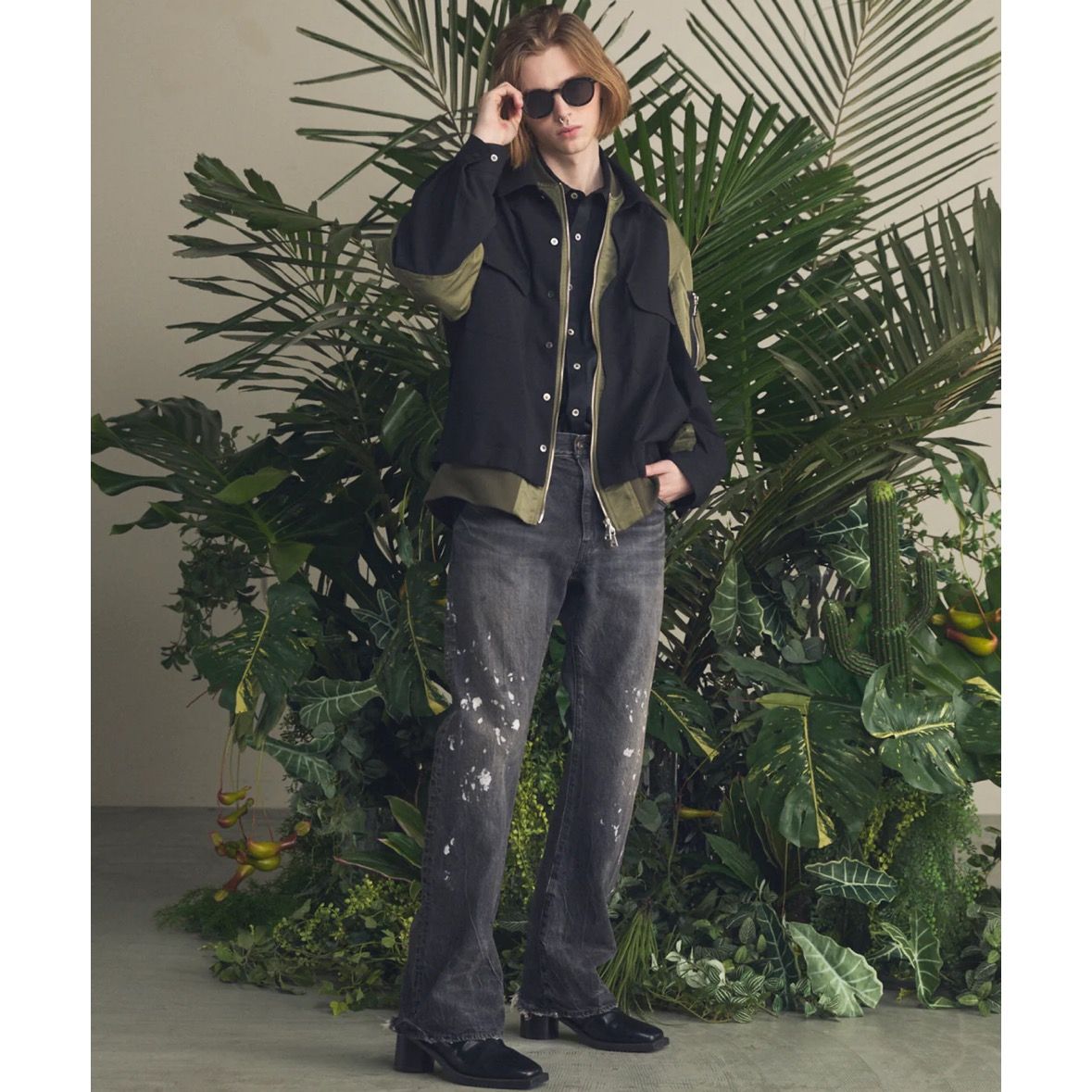 【残り一点】Layering MA-1 Docking Prime-Over Open Collar Shirt