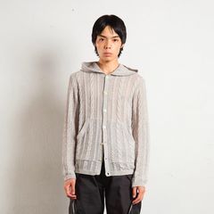 【残り一点】Semi Sheer Cable Knitted Button Up Hoodie