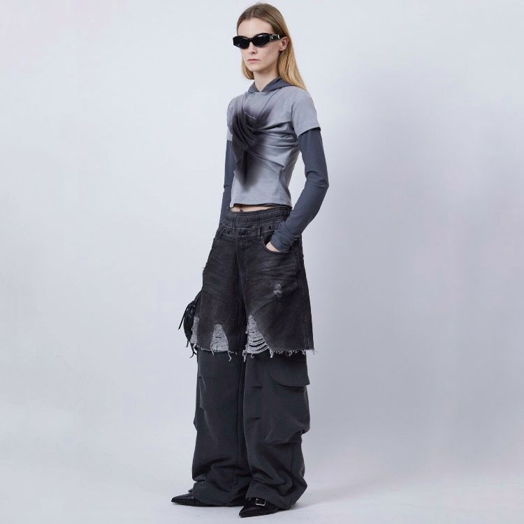 【残り一点】Unisex Rugged Denim-inset Sweat Pants