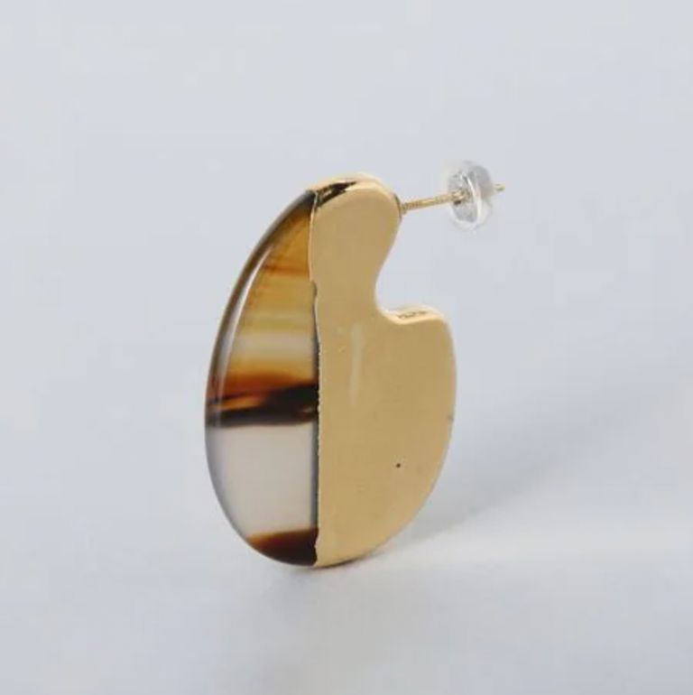 新品 PREEK UKISHIMA SORAMAME ピアス ブラウン ゴールド PREEK - 【お取り寄せ注文可能】Ukishima Soramame Brown Agate