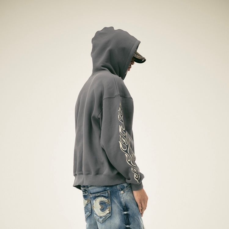 【残り一点】Leather Flame Hoodie