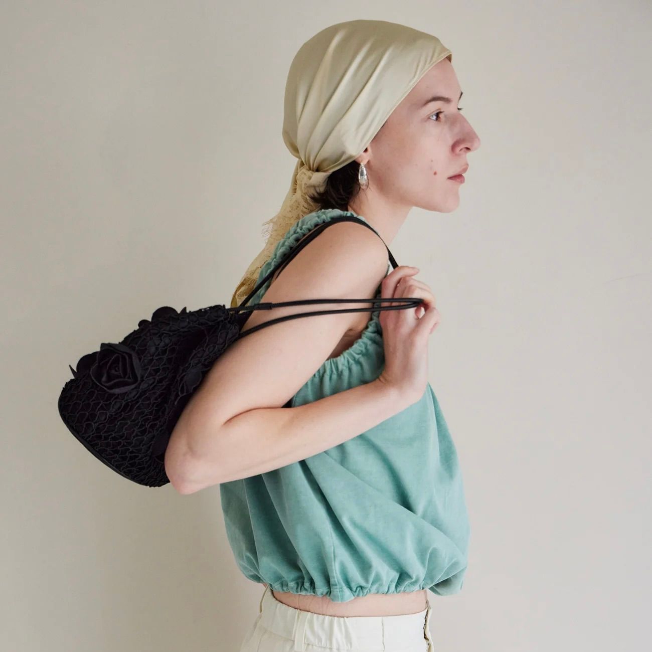 【残り一点】Rose Motif Drawstring Bag