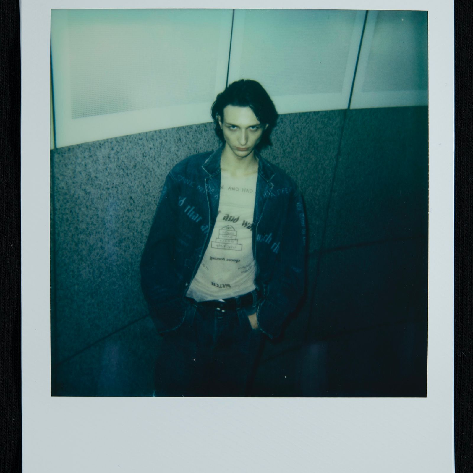 【残り一点】"TATTOO" Laser Printed Draiping Denim JKT