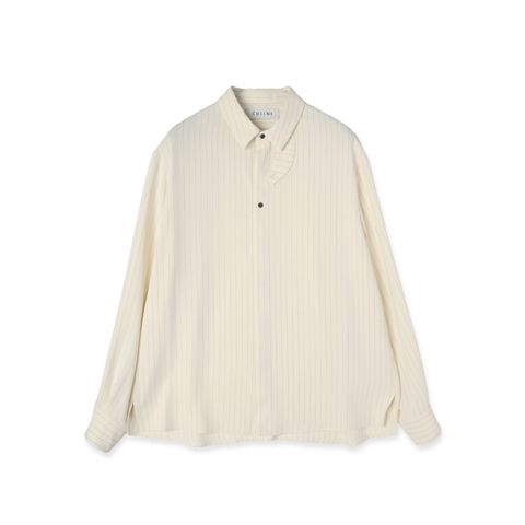 【残り一点】Stripe Double Cloth Chin Tab Long Sleeve Shirt