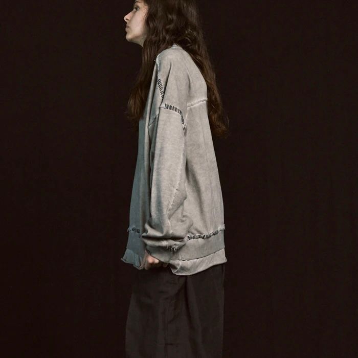 【残り一点】Heavy-Weight Sweat Embroidery Damage Over-Dye Crew Neck Pullover