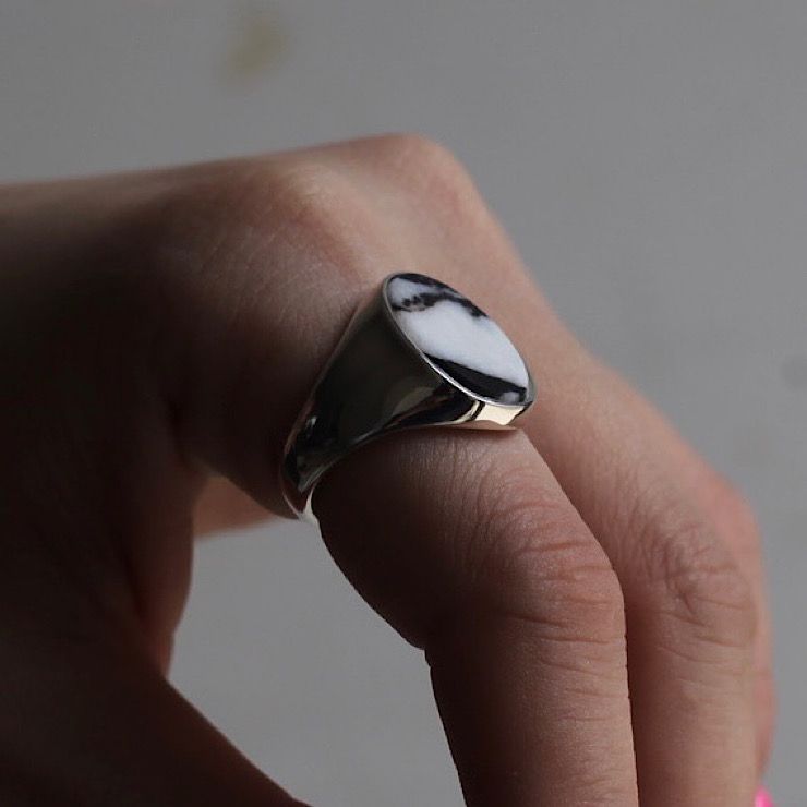 【残り一点】Signet Oval Ring XL(ZEBRA JASPER)