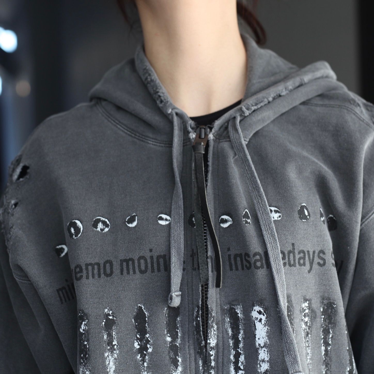 【残り一点】Bootleg Zip Up Hoodie With Damaged(SHINE)