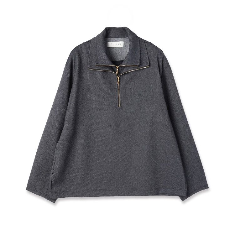 【残り一点】Faux Denim Layered Stand Collar Pullover