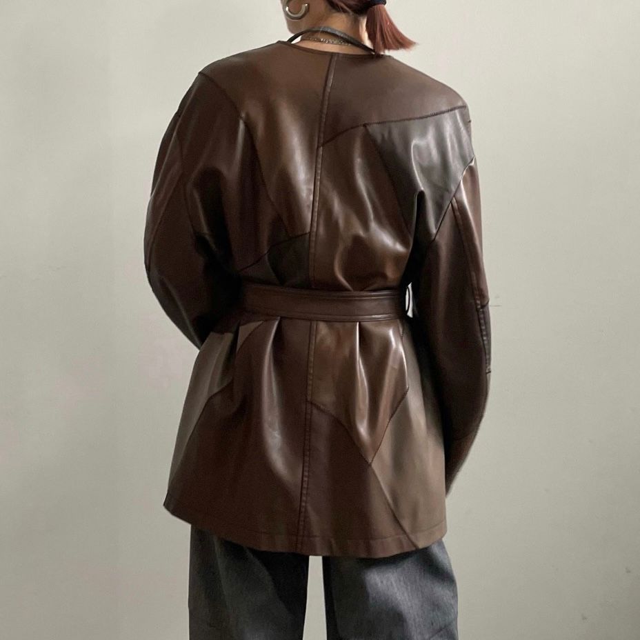 【残り一点】Patchwork Fake Leather Jacket