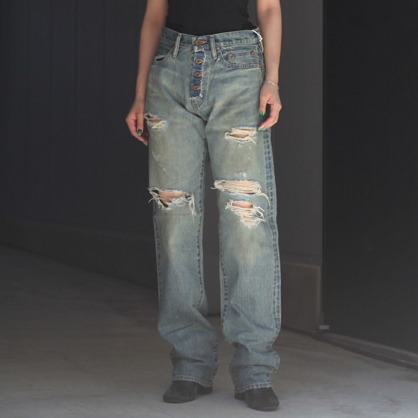 中村 SUGARHILL(シュガーヒル)のCRASHED MODERN DENIM WIDE TROUSERS