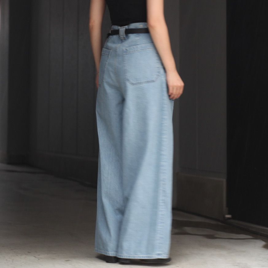 【残り一点】Vintaged Wash Denim 3pleated Wide-Leg Trousers