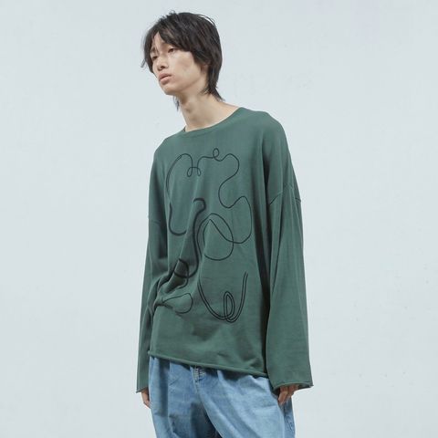【残り一点】ステッチプリントロングSLニットPO