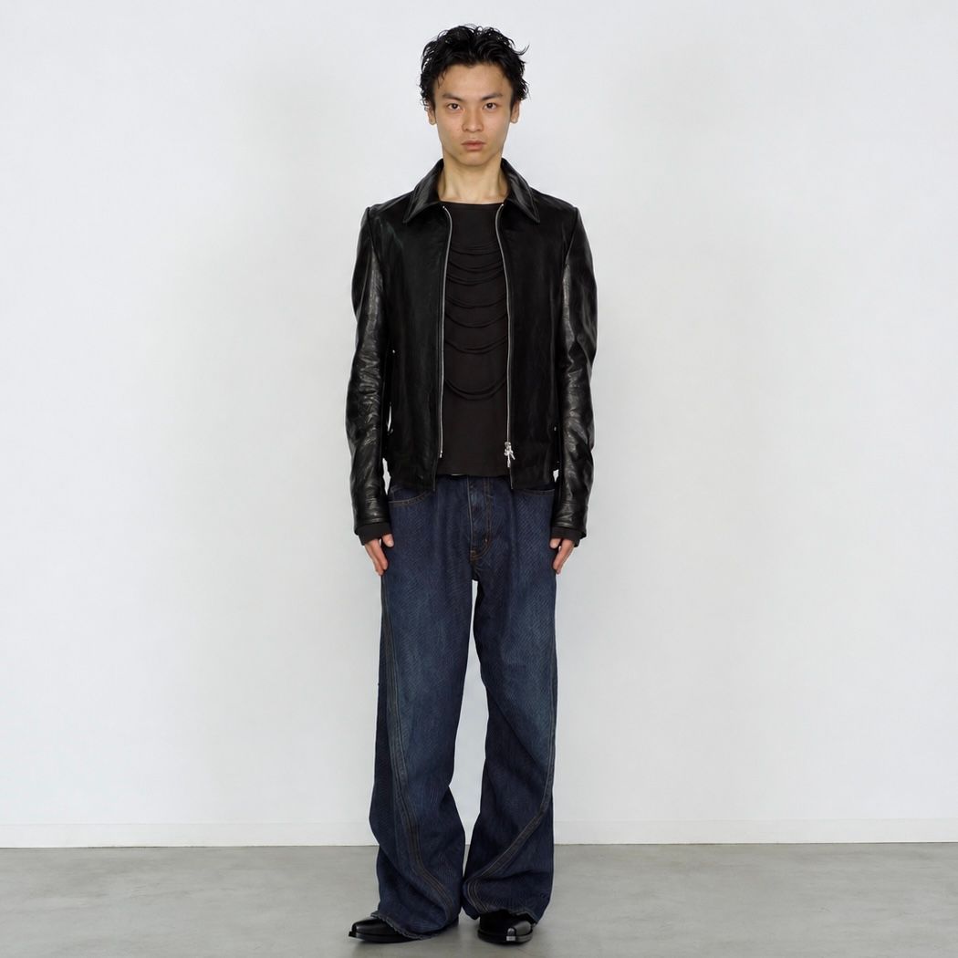 【残り一点】Zip Up Leather Shirt