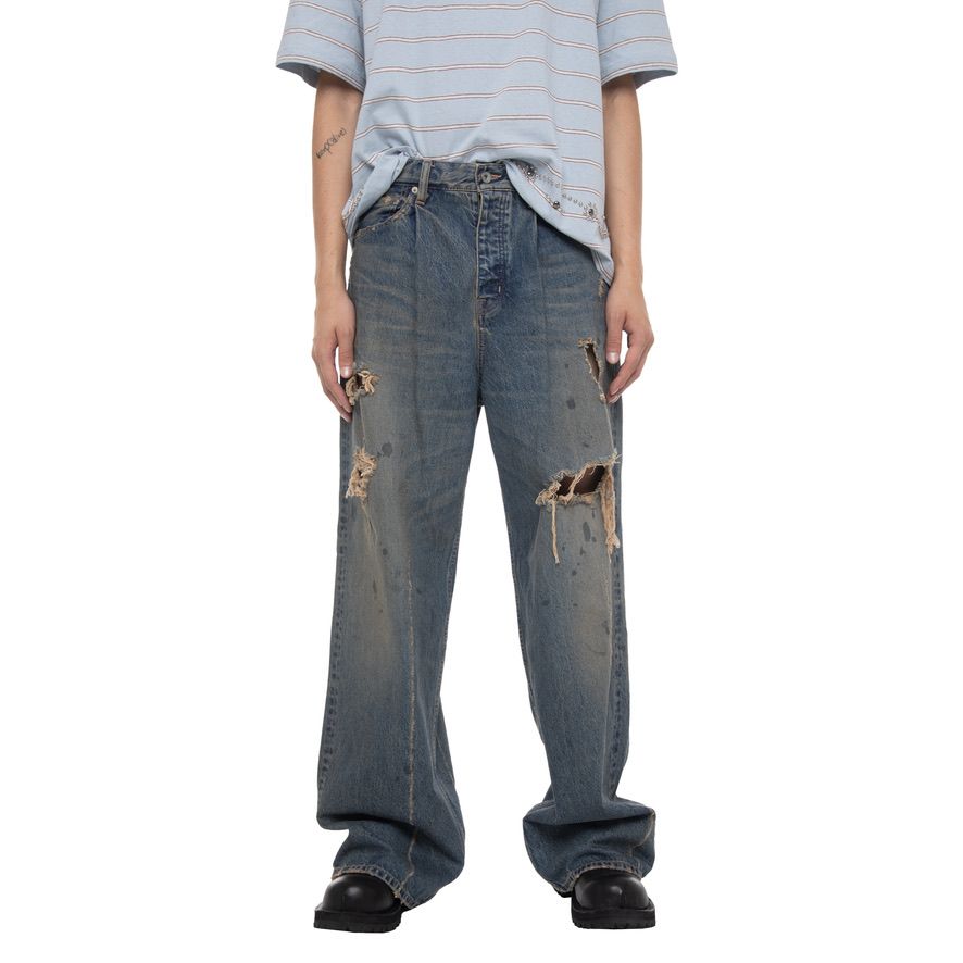 【残り一点】"80Year" Damage Wide Denim Pants