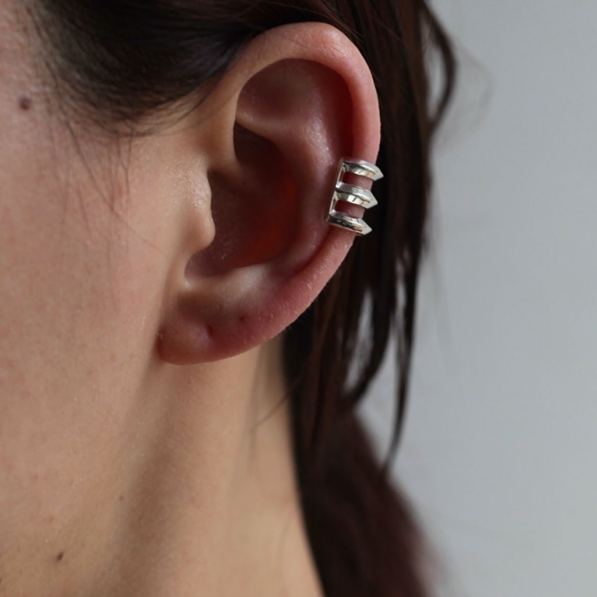 【残り一点】Minimal Triple Ear Cuff(WHITE_片耳用)