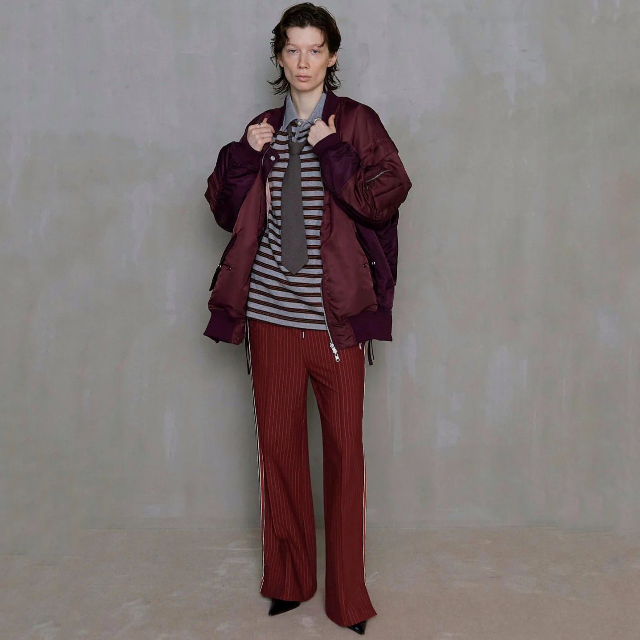MAISONSPECIAL MultiBorderPoloShirt ネイビー SALE】Jacquard Multiway Tops