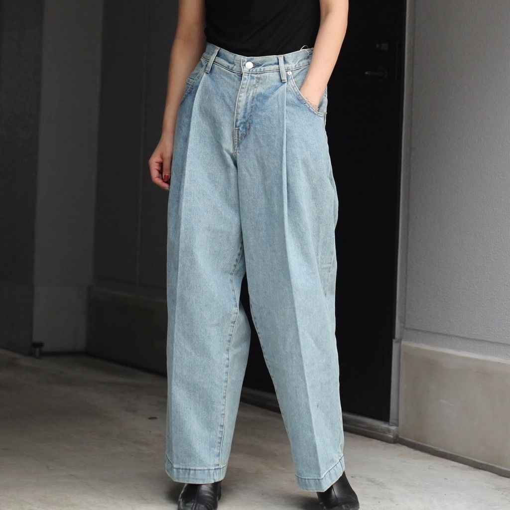 NEONSIGN - 【残りわずか】Wide Denim Slacks(WHITE ONE WASH