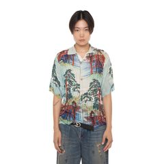 【残り一点】"Japanese Pattern Aloha" Transfer Print Polo Knit