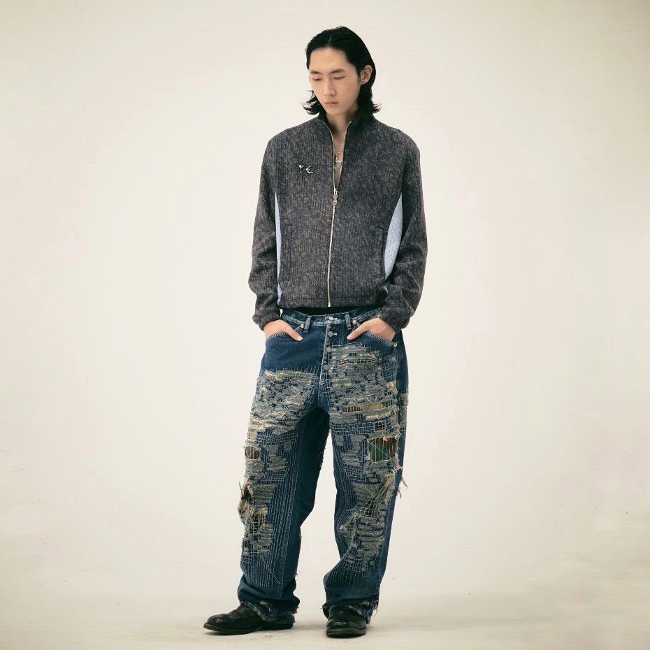 【残り一点】Vintage-Stitched Camo Denim Pants