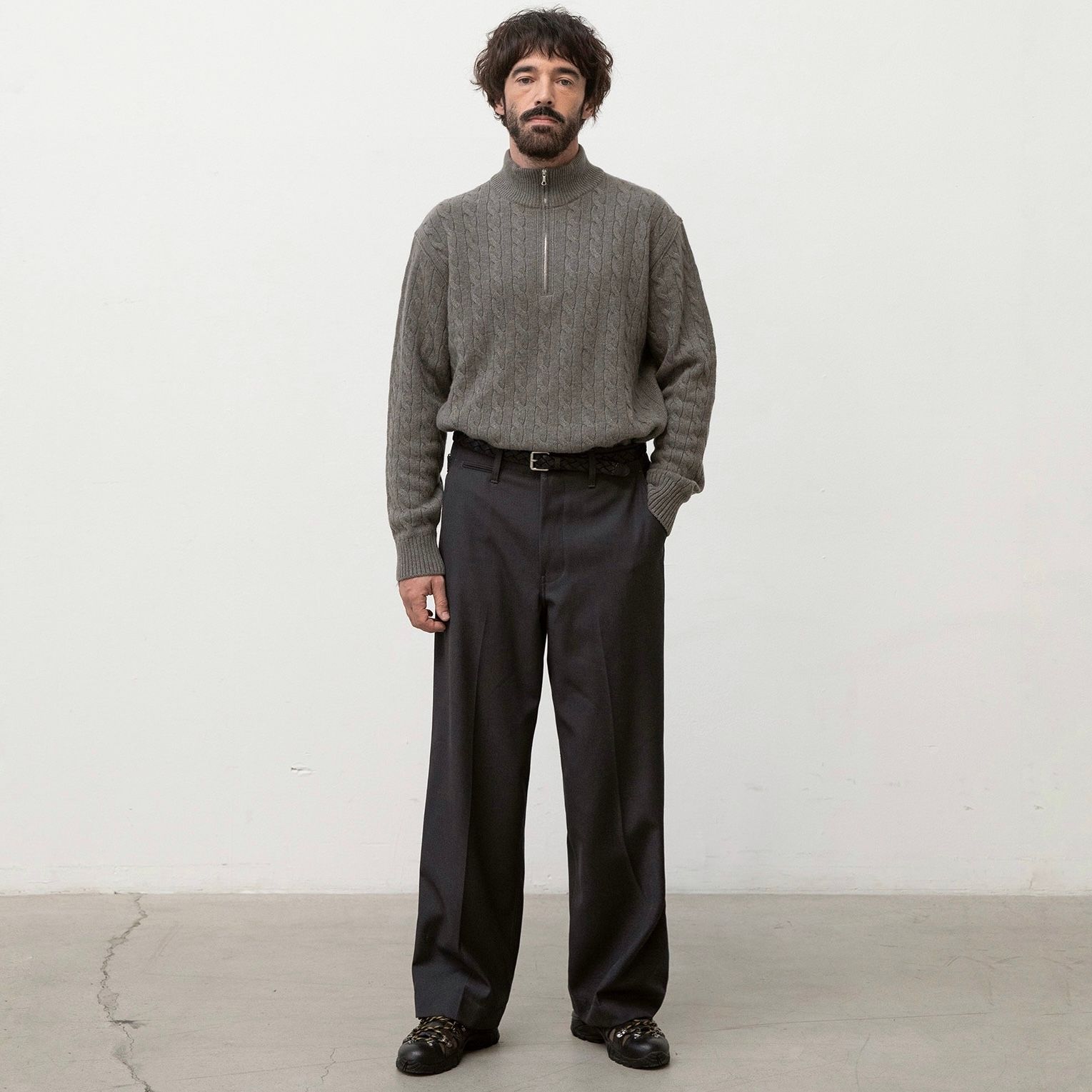 【残りわずか】Narrow Leather Mesh Belt