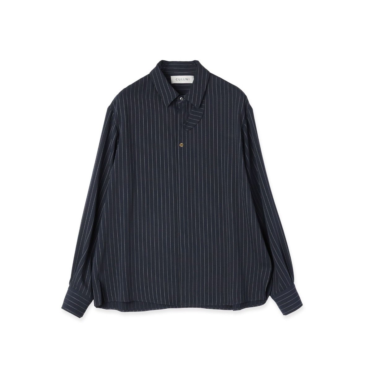 【残り一点】Stripe Double Cloth Chin Tab Long Sleeve Shirt