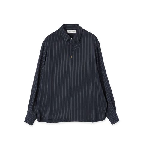【残り一点】Stripe Double Cloth Chin Tab Long Sleeve Shirt